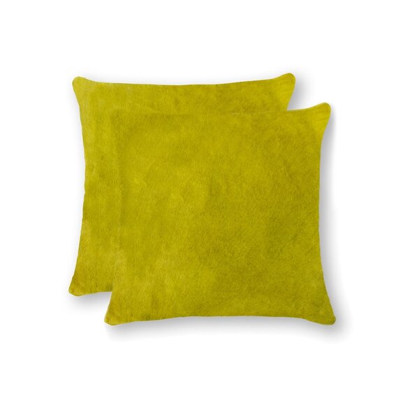 Natural Home Decor Torino Cowhide Pillow | 2-Piece | Yellow | 18"x18" - Picture 1 of 2